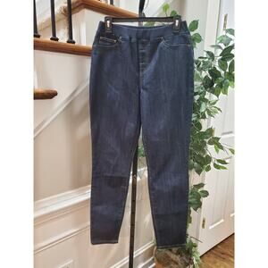 Boston Proper Women Blue Denim Cotton On Pull Skinny Casual Jeans Pant Size 12